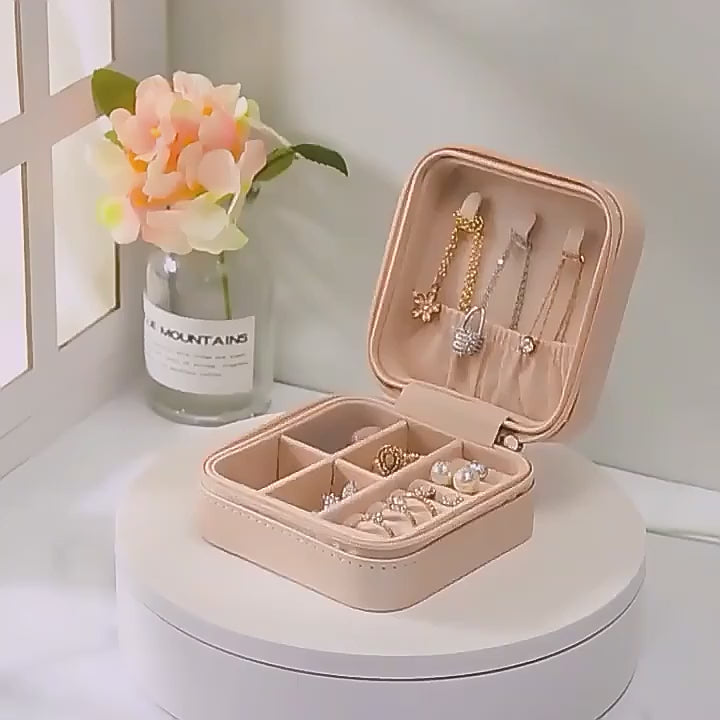 Load video: Jewelry Storage Box leather Jewelry Stand Earrings Ring Box Cosmetics Beauty Container Organizer (random color)